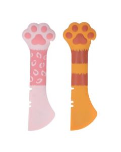 Juego de Cucharas para Comida para Gatos, 2 Piezas de Silicona con Cabeza Curvada, Abridor de Latas Portátil para Comida para Gatos, Abridor de Tapas de Comida (Gato pelirrojo y