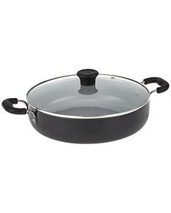 T-fal Specialty - Sartén de cerámica apta para lavaplatos y horno, 12 pulgadas/5 cuartos de galón, color negro