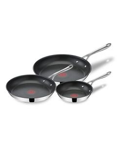 Jamie Oliver By T-fal Cooks Direct - Juego de 3 sartenes antiadherentes de acero inoxidable (20/24/28 cm) con inducción