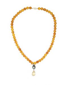 Oriente Pacific - Collar de Amabar Baltico con Perla Tahitiana Barroca y Citrina Facetada 14K