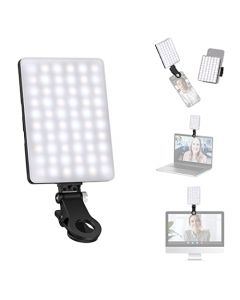 NEEWER LED Luz Selfie con Clip para Movil/Portátil, 60 LED 2000mAh Recargable CRI 95+ Panel Iluminación para Zoom Call TikTok Video Foco Fotografía