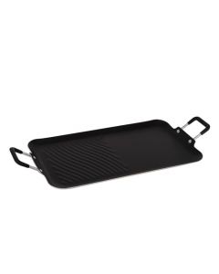 T-fal Grill Doble de 50 cm Vital con Tecnología Antiadherente Easy Plus que evita que tus alimentos se peguen al momento de cocinarlos, cuenta con tecnología Termo Señal, Negro, 391000