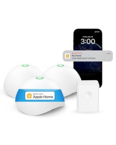 Meross - Alarma inteligente con sensor de agua, paquete de 3, detector de fugas de agua WiFi compatible con Apple HomeKit, SmartThings, IP67 impermeable con alertas de aplicación, alarma, rango de 100 m para el hogar y la cocina (Meross Hub incluido)