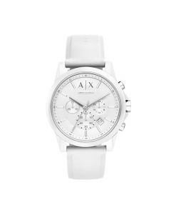 A|X Armani Exchange Reloj cronógrafo para hombre con correa de piel, acero inoxidable o silicona