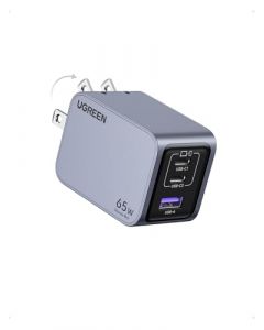 UGREEN Nexode Pro 65W Cargador Tipo C, 3 Puertos Mini GAN PPS Cargador de Pared Portátil, Carga Rápida Compatible con Galaxy S24, MacBook Pro/Air M2, Pixelbook, DELL XPS, iPhone 15 Pro/14, Steam Deck