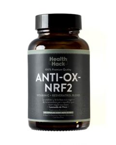 Health Hack Anti-Ox-NRF2 | Suplemento Activador del Factor NRF2 | Con Vitamina C y E, Resveratrol, Ácido Alfa Lipoico | Anti Aging, Extractos Herbolarios para Defensa Celular y Longevidad