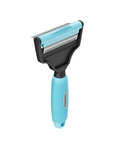 Mascretta Cepillo Deslanador. Peine Quita Pelo con Doble Herramienta para Perros y Gatos. Incluye 2 Tipos de Peine para Pelaje Corto, Medio y Largo. Dog and Cat Deshedding Tool. (Azul Cielo)