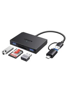 UGREEN Lector de Tarjetas de Memoria, Lector de Tarjetas SD 4 en 1 USB C USB 3.0 Adaptador OTG de 2 Conector para Computadora Portátil Android, Compatible con SD/Micro SD 170 MB/s, iPhone 15, iPad Pro