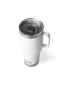 YETI Rambler - Taza de viaje de acero inoxidable, aislada al aspiradora con tapa Stronghold (880 ml color blanco