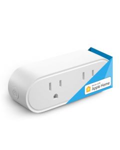 Enchufe inteligente, Meross WiFi Dual Smart Outlet compatible con Apple HomeKit, Siri, Alexa, Google Assistant y SmartThings, control remoto y voz, 10 A, temporizador, no requiere concentrador, solo WiFi de 2.4 GHz, 1 paquete