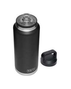 YETI Rambler Botella de 46 onzas, aislada al aspiradora, acero inoxidable con tapa de chug, color negro