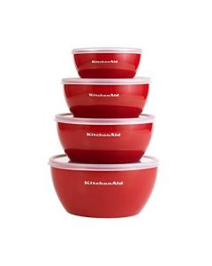 KitchenAid Classic Tazones de preparación con tapa, juego de 4 (8, 16, 24 & 32 oz), Empire Red