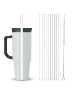 Pajitas de repuesto para vaso Owala de 40 onzas, 6 unidades, pajitas transparentes reutilizables con cepillo para polvo de limpieza, compatibles con Owala Cup Mug Water Bottle Accessories