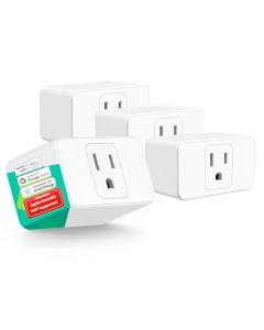 Meross Smart Plug Mini, 15 amperios, compatible con Alexa, Google Assistant, control remoto, temporizador, solo ocupa un enchufe, solo WiFi 2.4G, no es compatible con Apple HomeKit, paquete de 4