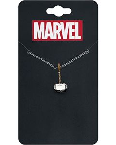 Marvel Comics - Collar con Colgante de Martillo de Thor bañado en Plata, Unisex, Talla única