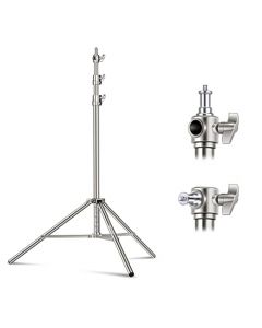 NEEWER Soporte de Luz de Acero Inoxidable de 7,2 pies / 2,2 m, Soporte de Trípode de Fotografía Resistente con Resorte Acolchado con Adaptador de Tornillo Universal de 1/4 "a 3/8"