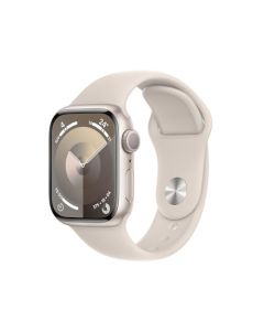 Apple Watch Series 9 [GPS]con caja de aluminio blanco estelar de 41 mm y correa deportiva blanco estelar S/M (Smartwatch).Apps ECG y Oxígeno en Sangre,pantalla Retina siempre activa,resistente al agua