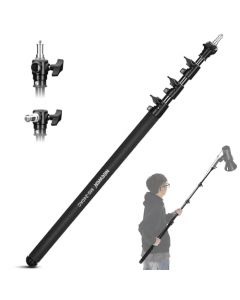 NEEWER Cojín de Aire 240cm Boom Pole, Boom Portátil Plegable Telescópica de 4 Secciones con Espiga de 1/4" 3/8" 5/8", Interfaz de 3 Vías para Luz LED Softbox Micrófono Speedlite Carga 2kg, MS-240AC