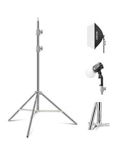 NEEWER 190cm Soporte de Luz Mejorado Soporte de Trípode Fotografía Plegable con Resorte de Acero Inoxidable con Juntas de Tubo para Luz de Anillo LED Strobe Flash Softbox, Carga Máxima 6,5kg, ST-190SS