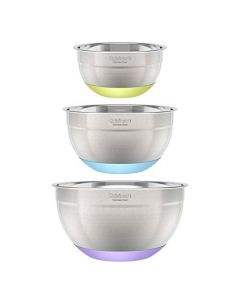 Cuisinart - Cuencos para mezclar de acero inoxidable de 3 piezas con base antideslizante, 1.5qt, 3qt y 5qt