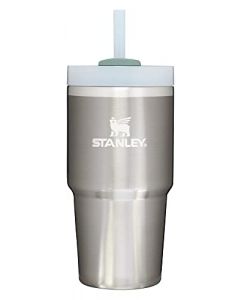 Stanley Quencher H2.0 FlowState - Vaso aislado al aspiradora de acero inoxidable con tapa y popote para agua, té helado o café, batidos y más, pizarrón de acero inoxidable, 20 onzas