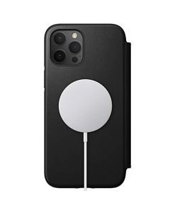 Nomad - Funda rígida tipo portafolios para iPhone 12 Pro Max, compatible con MagSafe, protección contra caídas de 10 pies, piel Horween - negro