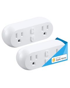 Meross Enchufe inteligente dual WiFi, toma inteligente 2 en 1 de 15 A, compatible con Apple HomeKit, Siri, Alexa, Echo, Google Home y SmartThings, control de voz y remoto, temporizador, no requiere concentrador, solo 2.4 G, paquete de 2