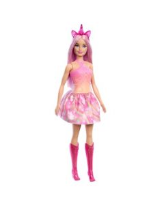 Barbie Fantasía Muñeca Unicornio Falda de Ensueño Rosa para niñas de 3 años en adelante