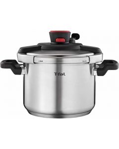 T-fal - Utensilios de cocina a presión de acero inoxidable Clipso P45007, 6.3 cuartos de galón, plateados