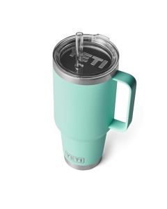 YETI Rambler - Taza de paja de 42 onzas, aislada al aspiradora, acero inoxidable, color crema de mar