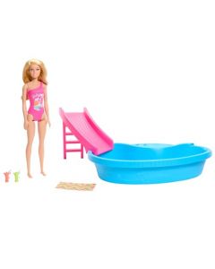 Barbie Set de Juego Alberca Glam con Muñeca para niñas de 3 años en adelante