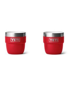 YETI Rambler - Taza de 4 onzas que se puede apilar, taza para café y expreso de acero inoxidable con aislamiento al vacío, paquete con 2 tazas color rojo (Rescue)