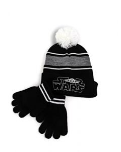 Star Wars Concept One Gorro para Niño y Niña Tejido Original Diseño The Mandalorian Logo Color Gris