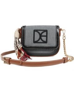 Bolsa Crossbody Cloe para Mujer Textil con Mascada Negro - CHICA