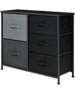 Mueble Cajonera Buro Organizador 5 Cajones Tela Moderno Negro