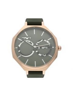 Reloj Cloe Análogo Para Dama Color Verde Extensible Tacto Piel OE2411