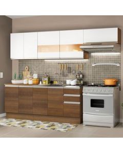 Cocina Integral 280cm Marrón/Blanco Marcela Madesa 03 - Marron/Blanco