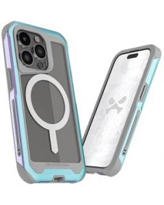 Funda GHOSTEK Atomic para iPhone 15 PRO Aluminio Prismatic Transp MagSafe