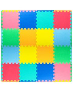 ProSource Foam Puzzle Floor Play Mat for Kids and Babies with Solid Colors, 36 or 16 Interlocking Tiles with Borders, Assorted