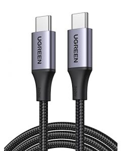 UGREEN 240W 5A Cable USB C a C, PD3.1 Carga Rápida Tipo C Cable, Nylon Braided Type C Data Cord Compatible con iPhone 15 MacBook Pro 2022, iPad Pro 2022, Elitebook, Dell XPS, Galaxy S23 Ultra, 2M