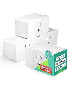 Meross - Juego de 4 enchufes inteligentes de 15 A y conexión Wi-Fi estable, fácil configuración, compatible con Alexa, asistente de Google, control remoto, temporizador, solo WiFi 2.4G (Apple HomeKit no compatible)