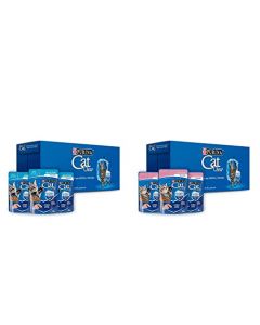 Cat Chow Defense Hydro Adulto, Alimento de Pescado Húmedo para Gato, Pack 24 Pzas de 85g + Cat Chow Defense Hydro Gatito Pescado Alimento Húmedo Pack 24 Pzas de 85g