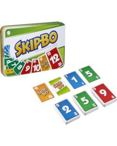 Mattel Games Skip-Bo - Juego de Cartas para niños, Adultos y noche Familiar, Juego de Viaje en Lata de Almacenamiento Coleccionable para 2-6 Jugadores (Exclusivo de Amazon)