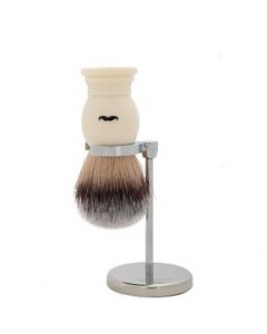 Kit The Shaving Co Brocha Afeitar Color Marfil Y Base Acero - 1