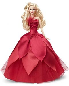 Barbie Signature - Muñeca Festiva 2022 (Pelo Ondulado) con Soporte para muñecas, Regalo Coleccionable para niños a Partir de 6 años