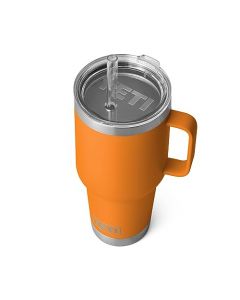 YETI Rambler - Vaso de 34 onzas con asa y tapa de popote, vaso de agua de viaje, taza aislada al aspiradora con asa, acero inoxidable, cangrejo King