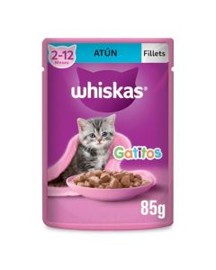 Whiskas Alimento Húmedo para Gatitos, Sabor Atún 85g c/u. Paquete de 24 Unidades