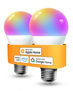 Refoss - Bombillas inteligentes compatibles con Apple HomeKit, bombillas inteligentes Wi-Fi que cambian de color, compatibles con Siri, Alexa y Google, A19 E26, ajuste 2700K-6500K RGBWW regulable, 9W