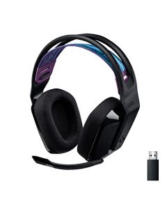 Logitech G 535 Lightspeed - Auriculares inalámbricos para juegos – Auriculares ligeros en la oreja, micrófono voltear a silenciar, estéreo, compatible con PC, PS4, PS5, recargable por USB, negro (reacondicionado)