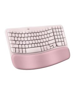 Logitech Wave Keys Teclado ergonómico inalámbrico con reposamanos Acolchado, cómodo Escritura Natural, fácil de Cambiar, Bluetooth, Receptor Logi Bolt para Multi-OS, Windows/Mac - Rosa